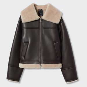 Mango faux leather/shearling jacket NWT